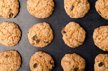 Oat cookies. Delicious homemade food. Healthy cooking concept.