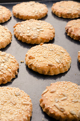 Oat cookies. Delicious homemade food. Healthy cooking concept.