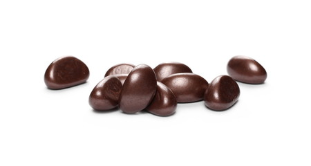 Brown decorative pebbles isolated on white background