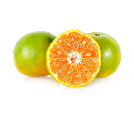 Orange fruit slice isolated on white background.