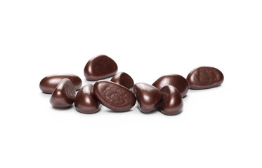 Brown decorative pebbles isolated on white background