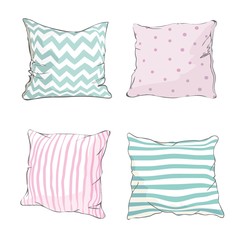 sketch vector illustration of pillow, art, pillow isolated, white pillow, bed pillow