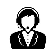 business woman with headset. support / help center operator icon