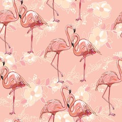 seamless flamingo pattern vector illustration
