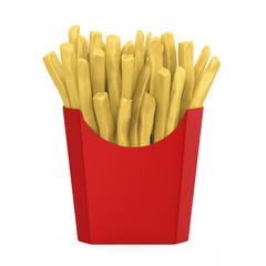 French Fries in Red Box Isolated