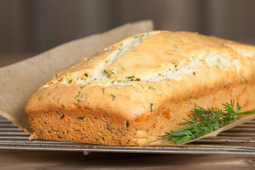 Homebaked Cake With Parmesan, Dill, Chives.