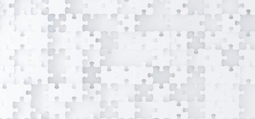 3D Rendering Of Abstract White Puzzle Pieces Top View