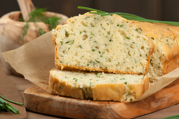 Homebaked Cake With Parmesan, Dill, Chives.