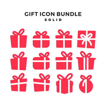 gift icon solid vector pack bundle download
