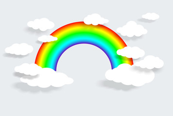 colorful rainbow with clouds