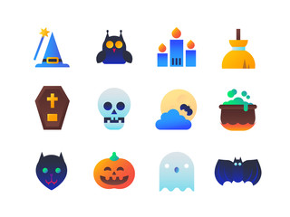 Halloween - set of flat design style icons