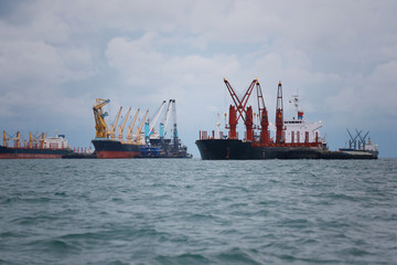 cargo ship in the sea.