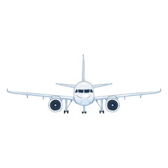 Vector Cartoon White Passenger Airplane. Commercial Aviation Aircraft.
