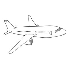 Vector Sketch Passenger Airplane. Commercial Aviation Aircraft.