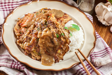 Chinese egg fu yung omelette