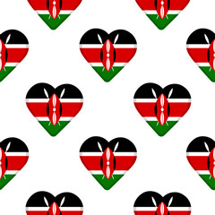 Seamless pattern from the hearts with flag of Republic of Kenya.