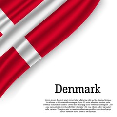 Denmark waving flag on white background. Template for independence day. vector illustration