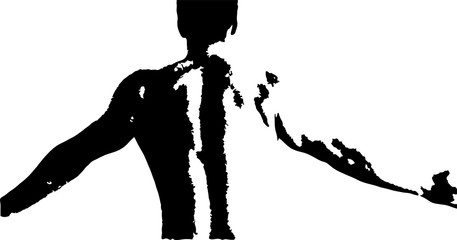 Vector illustration of the back of a young man flexing his muscles.