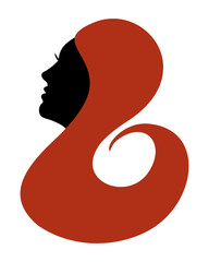 Profile of a beautiful woman with red hair