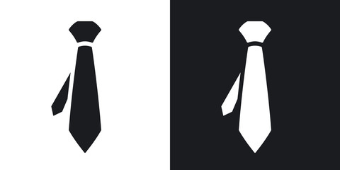 Vector necktie icon. Two-tone version on black and white background