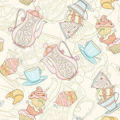 Seamless tea time pattern.
