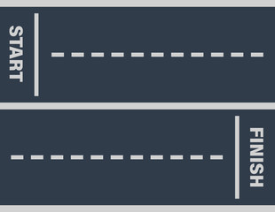 Direct street asphalt road, trail, track. Marks beginning, end road.