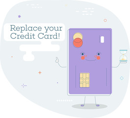 Fototapeta na wymiar Replace your credit card concept in line art style