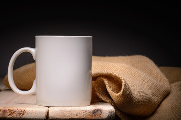 Cup white vintage with flower with space for text