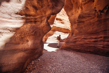 Red canyon  in the Israil and sun lights