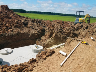 Concrete Septic holding tanks being buried