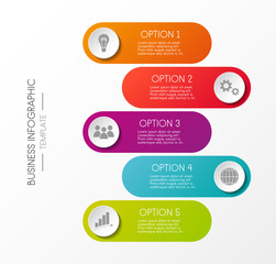 Colourful business graph - template with icons. Vector.