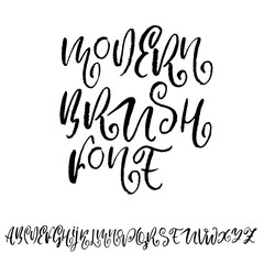 Handdrawn dry brush font. Modern brush lettering. Grunge style alphabet. Vector illustration.