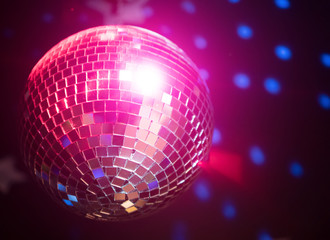 Sparkling disco ball. Concept of night party.
