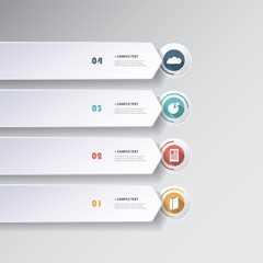 Colorful Modern Paper Cut Style Infographics Design - Horizontal Arrow Shaped List Items with Icons