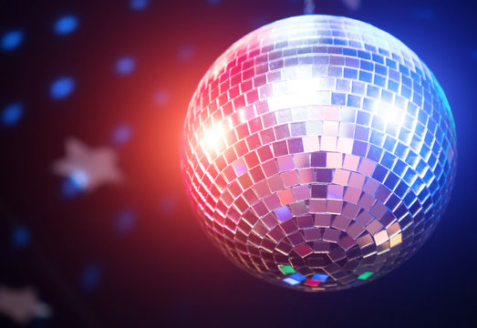 Sparkling disco ball. Concept of night party.