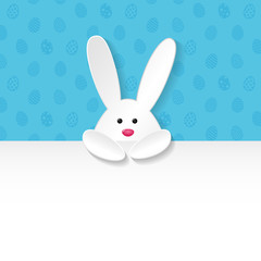 Cute bunnies on background with copyspace - Easter concept. Vector.