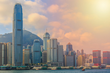 Naklejka premium Hong Kong skyline cityscape, Hong Kong.