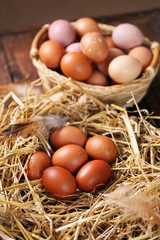 organic farm eggs in the nest