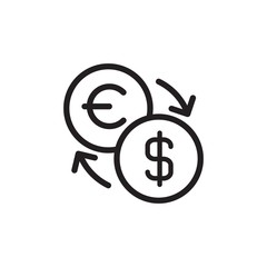 euro usd exchange outlined vector icon. Modern simple isolated sign. Pixel perfect vector  illustration for logo, website, mobile app and other designs