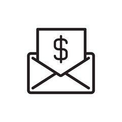 financial mail, money mail outlined vector icon. Modern simple isolated sign. Pixel perfect vector  illustration for logo, website, mobile app and other designs
