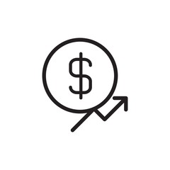 usd chart increase outlined vector icon. Modern simple isolated sign. Pixel perfect vector  illustration for logo, website, mobile app and other designs
