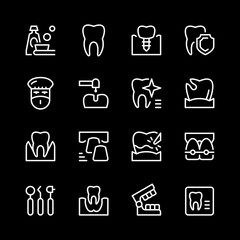 Set of dental related line icons