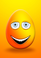 Easter Egg With Eyes and Mouth Feeling Happy and Cheerfull 3D Illustration
