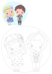 Coloring book. cute kids . vector illustration.
