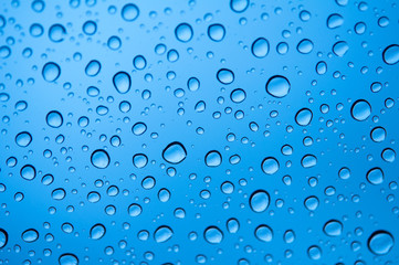 Water drops at blue background