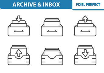 Archive & Inbox Icons. Professional, pixel perfect icons depicting various archive and inbox concepts. EPS 8 format.