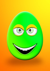 Easter Egg With Eyes and Mouth Feeling Angry 3D Illustration