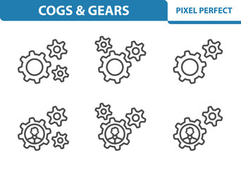 Cogs & Gears Icons. Professional, pixel perfect icons depicting various cogs and gears concepts. EPS 8 format.