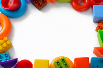 Kids toys on a white background