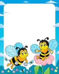Happy spring bees theme frame 1
